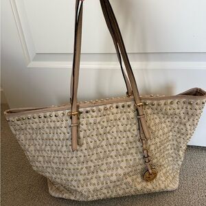 Michael Kors Limited Edition Studded Jet Set Tote Bag with Gold Accents